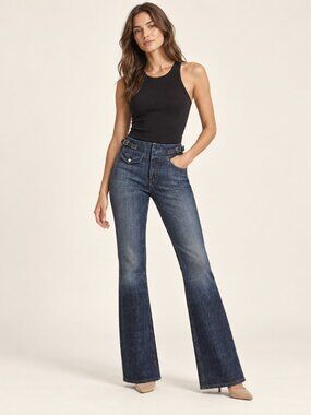 NWT Vintage 7 For All Mankind Y2K Buckle Flare Jeans Size 27 USA